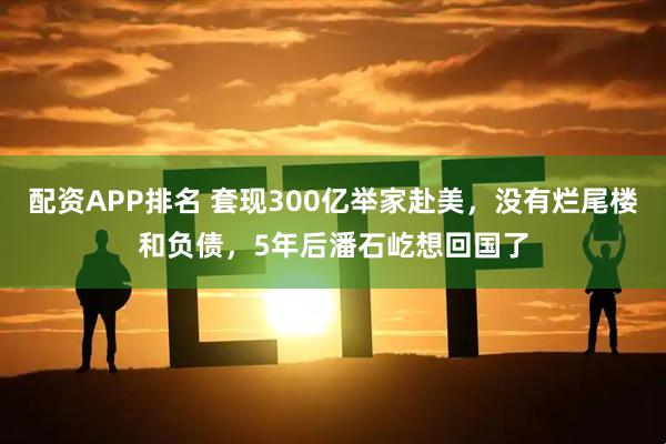 配资APP排名 套现300亿举家赴美，没有烂尾楼和负债，5年后潘石屹想回国了