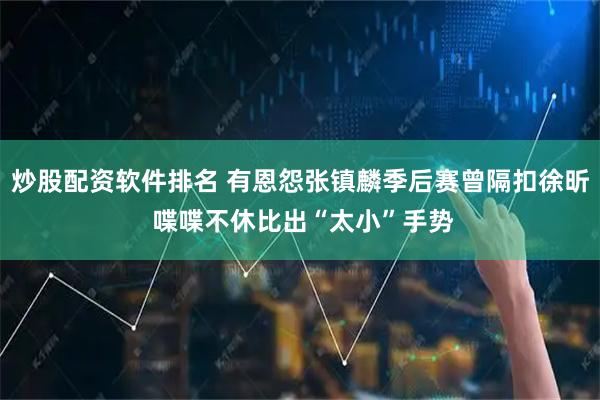 炒股配资软件排名 有恩怨张镇麟季后赛曾隔扣徐昕 喋喋不休比出“太小”手势